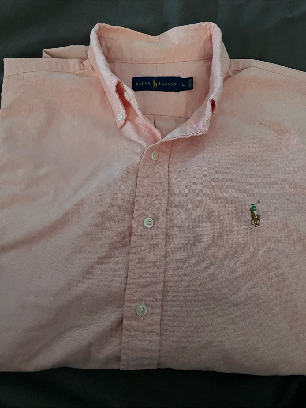 Ralph Lauren Light Pink Button-Down Oxford Shirt with Polo Logo